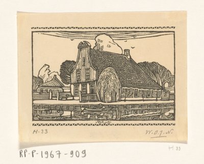 Talo puujulkisivulla kanavan varrella Edamissa Talo Edamissa (alkuperäinen nimi) tekijältä Wijnand Otto Jan Nieuwenkamp (signed by artist)