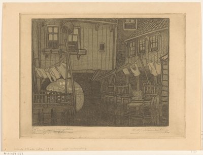 Talot Enkhuizenin satamassa Naapurusto Enkhuizenissa (alkuperäinen nimi) tekijältä Wijnand Otto Jan Nieuwenkamp (signed by artist)