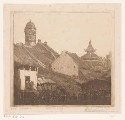 Taloja veden päällä Semarangissa In Semarang (alkuperäinen nimi) tekijältä Wijnand Otto Jan Nieuwenkamp (signed by artist)