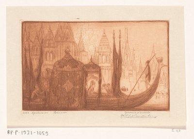 Huvivene Gangesilla Benaresissa Pelipurjehdus, Benares (alkuperäinen nimi) tekijältä Wijnand Otto Jan Nieuwenkamp (signed by artist)