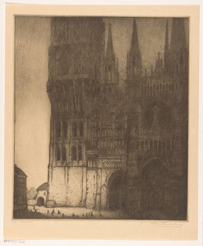 Rouenin Neitsyt Marian katedraalin julkisivu Rouen (alkuperäinen nimi) tekijältä Wijnand Otto Jan Nieuwenkamp (signed by artist)