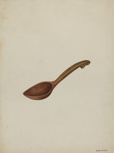 Soikea puinen lusikka, n. 1937. tekijältä Wilbur M Rice
