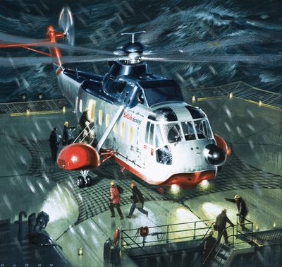 Danger Men of the Oil Fields. British Airwaysin S-61N-helikopteri. tekijältä Wilf (20th century) Hardy