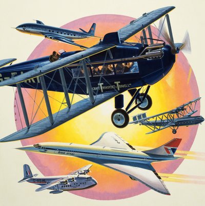 Matkustajakoneiden, mukaan lukien Concorde (guassia paperille). tekijältä Wilf (20th century) Hardy