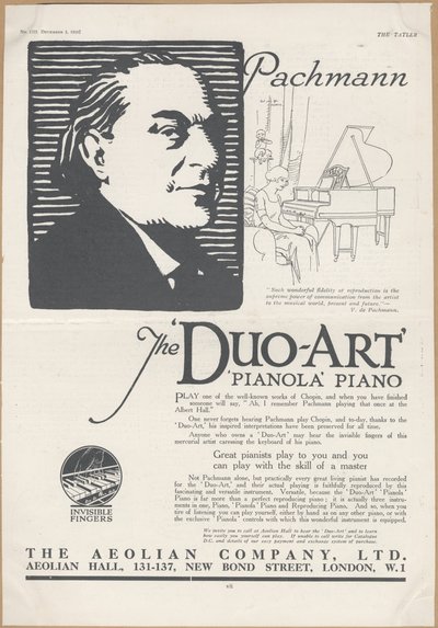 Aeolian Company Pianolas, 1924 tekijältä Wilfred Fryer