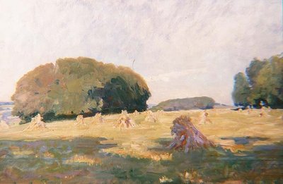 Heinäsuovat pellolla tekijältä Wilfred Gabriel de Glehn