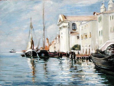The Waterfront, Giudecca, Venetsia (öljy kankaalle) tekijältä Wilfred Gabriel de Glehn