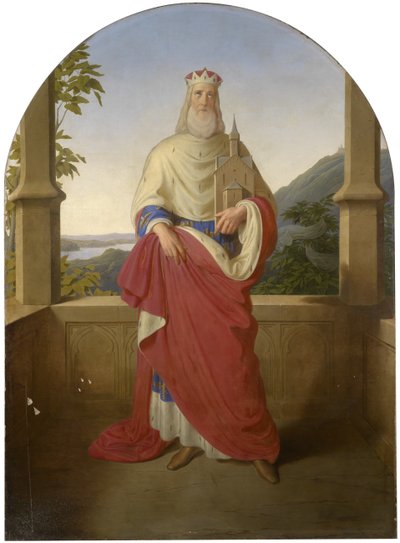 Pyhä Leopold, edessä näkymä Tonavalle ja taustalla Leopoldsberg. tekijältä Wilhelm August Rieder