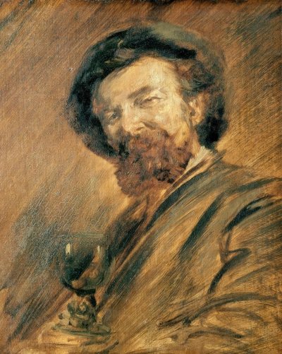 Selbstbildnis mit Weinglas tekijältä Wilhelm Busch