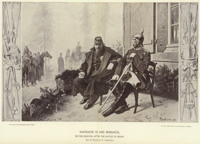 Napoleon III ja Bismarck Sedanin taistelun jälkeisenä aamuna. tekijältä Wilhelm Camphausen
