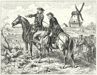 Marlboroughin herttua ja Savoyn prinssi Eugene Malplaquetin taistelussa tekijältä Wilhelm Camphausen