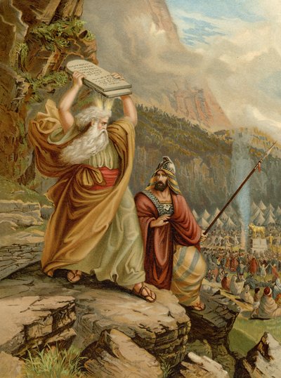 Mooses tuhoaa lain taulukot (väri litho) tekijältä Wilhelm Ebbinghaus
