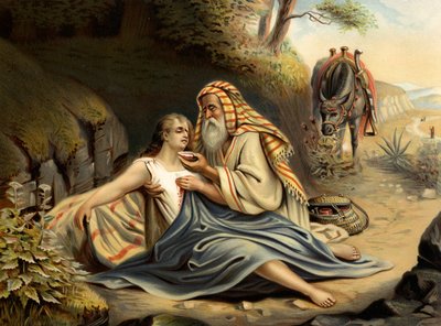 Laupias samarialainen (väri litho) tekijältä Wilhelm Ebbinghaus
