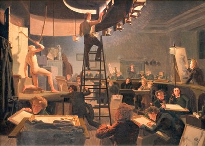 Life Class Kuninkaallisessa taideakatemiassa (Royal Academy of Fine Arts) tekijältä Wilhelm Ferdinand Bendz