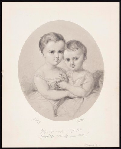 Tyttärentytär Fanny ja Cécile Hensel, noin 1860. tekijältä Wilhelm Hensel
