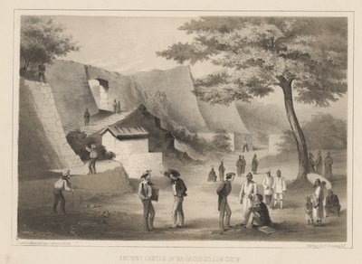 Na-Ga-Cus-Ko:n muinainen linna, Lew Chew, 1855 tekijältä Wilhelm Joseph Heine
