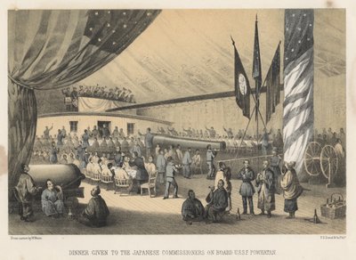 Japanilaisten komissaarien illallinen U.S.S.F. Powhatan, 1855 tekijältä Wilhelm Joseph Heine