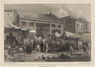 Fish Market Canton, 1855 tekijältä Wilhelm Joseph Heine