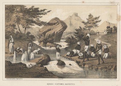 Hindoo Costumes, Mauritius, 1855 tekijältä Wilhelm Joseph Heine
