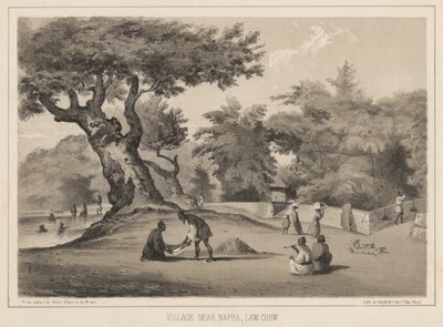 Kylä lähellä Naphaa, Lew Chew, 1855 tekijältä Wilhelm Joseph Heine