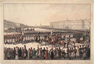 Katsaus Venäjän jalkaväestä Pietarin Palatsiaukiolle, 1809-1813 tekijältä Wilhelm Kobell Ritter von