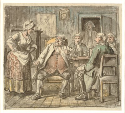 Collegium Politicum. Ludvig Holbergin teoksesta The Political Tinker, näytös I, kohtaus 2. tekijältä Wilhelm Marstrand