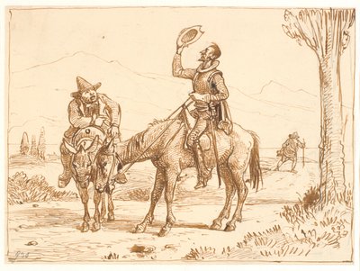 Don Quijote harkitsee kypärää tekijältä Wilhelm Marstrand