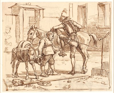 Don Quijote astuu hevosensa selkään tekijältä Wilhelm Marstrand