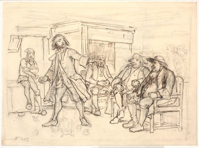Erasmus Montanus keskustelee Per Degnin kanssa tekijältä Wilhelm Marstrand