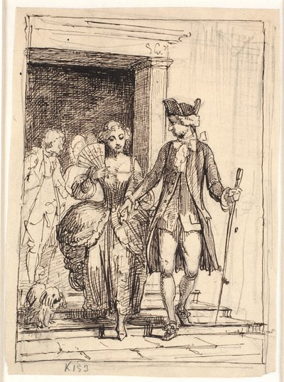 Leander ja Leonora, takana Henrik ja Pernille tekijältä Wilhelm Marstrand