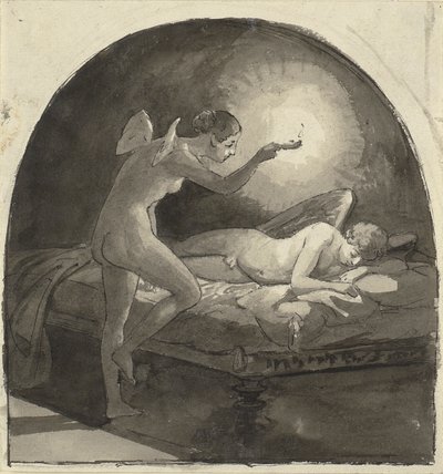 Psyyke ja nukkuva Amor tekijältä Wilhelm Marstrand