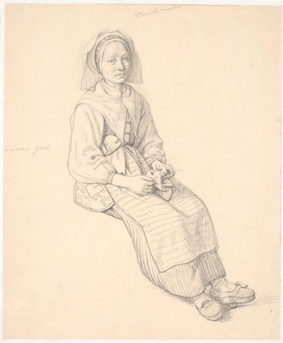 Dona sueca asseguda amb acabat de punt tekijältä Wilhelm Marstrand
