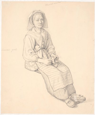 Dona sueca asseguda amb acabat de punt tekijältä Wilhelm Marstrand