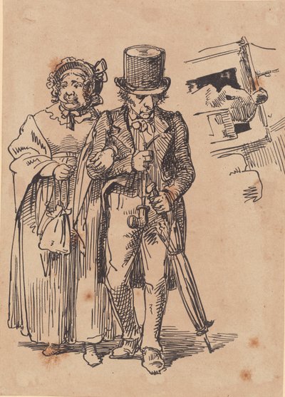 Vanhempi pariskunta kävelemässä tekijältä Wilhelm Marstrand