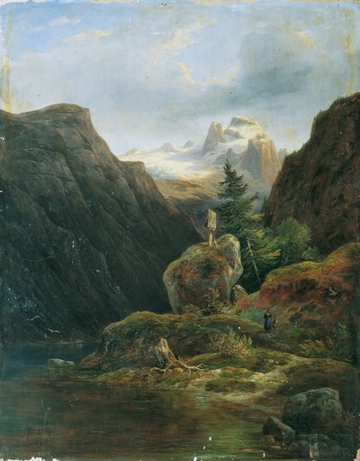 Vorderer Gosausee Dachsteinia vastaan tekijältä Wilhelm Steinfeld