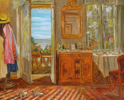 Starnberger Seen sisätilat. 1912 tekijältä Wilhelm Trübner