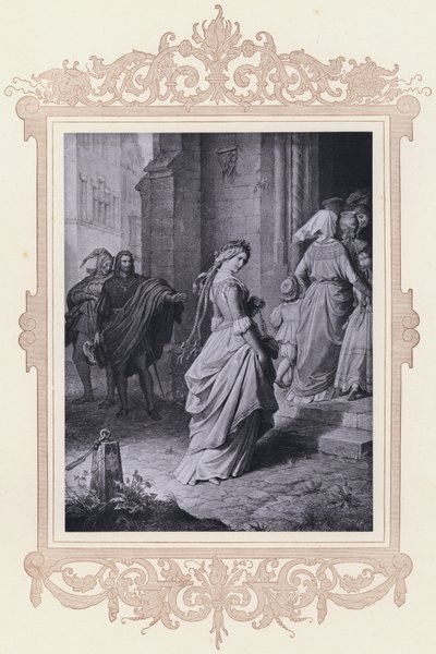 Gretchen, menossa kirkkoon (litho) tekijältä Wilhelm von (after) Kaulbach