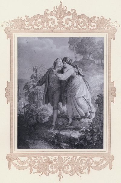 Hermann ja Dorothea (litho) tekijältä Wilhelm von (after) Kaulbach