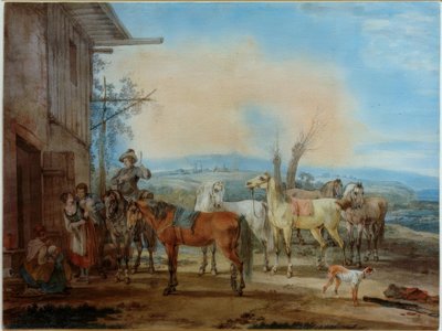 Ratsastaja tavernan edessä tekijältä Wilhelm von Kobell
