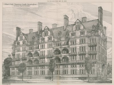 Albert Hall Mansions, South Kensington, Lontoo tekijältä Willam Richard Lethaby
