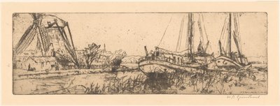 De Vliet (alkuperäinen nimi) tekijältä Willem Adrianus Grondhout (signed by artist)