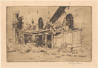 Kananhoito puutarhassa Voorburgissa tekijältä Willem Adrianus Grondhout (signed by artist)