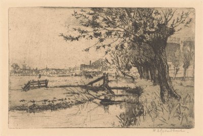 Oja kaupungin kaasutehtaalla Binckhorstissa Haagissa tekijältä Willem Adrianus Grondhout (signed by artist)
