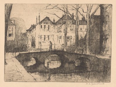 Takoa vettä Haagissa tekijältä Willem Adrianus Grondhout (signed by artist)