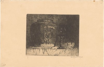 Asetelma inkivääripurkilla, viinilasilla ja kulholla tekijältä Willem Adrianus Grondhout (signed by artist)