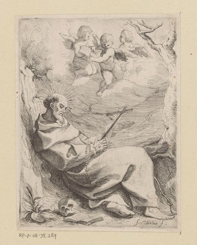 Pyhä Franciscus Assisilainen krusifiksin kanssa tekijältä Willem Basse (attributed to)