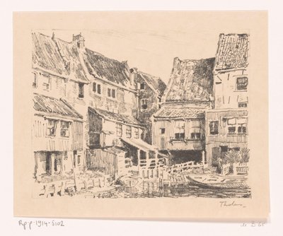 Vanhojen talojen takaosa Enkhuizenissa Vanhat talot, Enkhuizen (alkuperäinen nimi) tekijältä Willem Bastiaan Tholen (signed by artist)