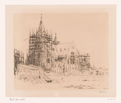 Kirkko rakenteilla (alkuperäinen nimi) tekijältä Willem Bastiaan Tholen (signed by artist)