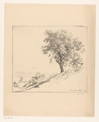 Maisema puu padon päällä Dierenissä Puu padon päällä (alkuperäinen nimi) tekijältä Willem Bastiaan Tholen (signed by artist)