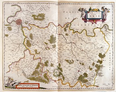 Canton de Brie, teoksessa "Theatrum Orbis Terrarum, sive Atlas Novus", Willem Blaeu, Amsterdam. tekijältä Willem Blaeu